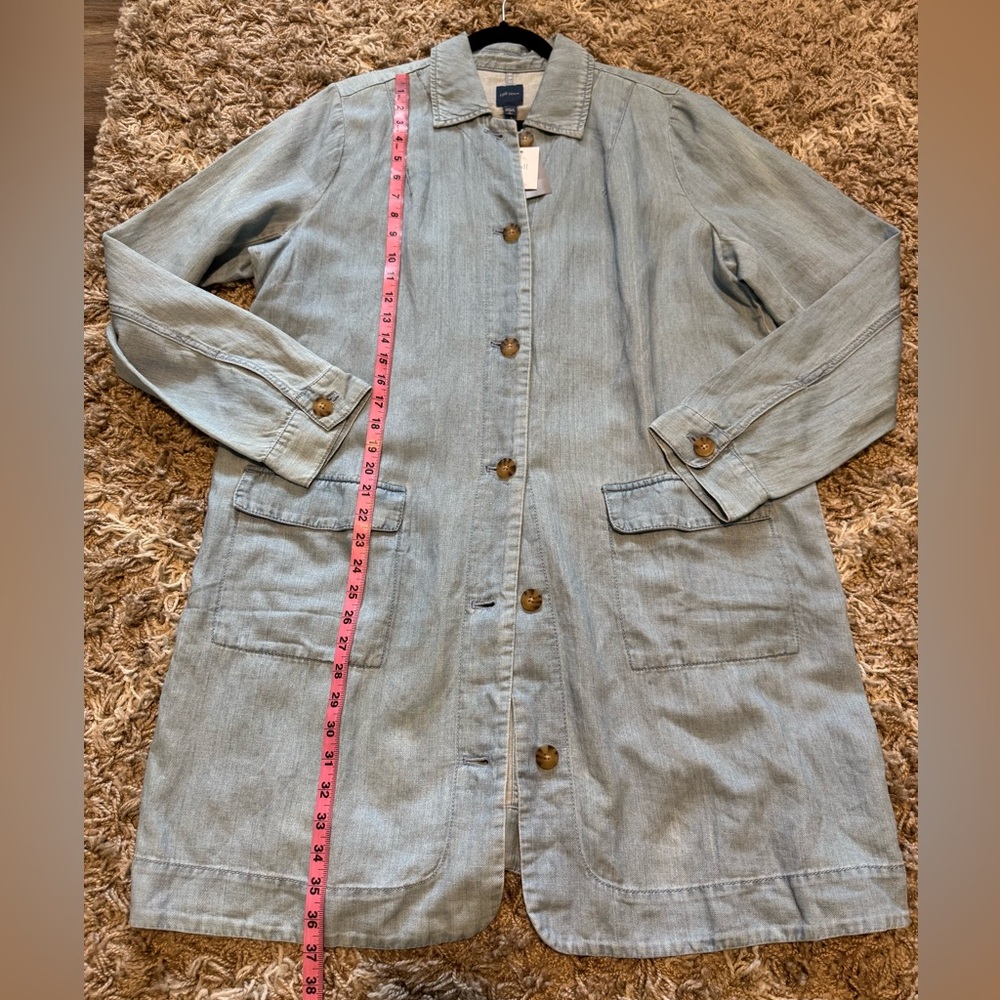 NWT J. Jill Blue Denim Button Front Duster Jacket Somerset Wash size Large Tall - Picture 13 of 15
